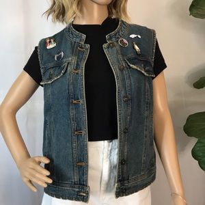 Free People | Denim Vest Lace up Back Panel